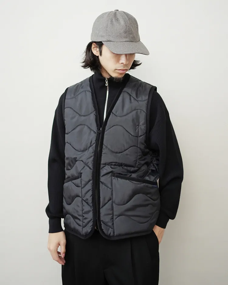 YLÈVE (MEN) / YLÈVE × LAVENHAM / ZIPPED GILET / D.NAVY