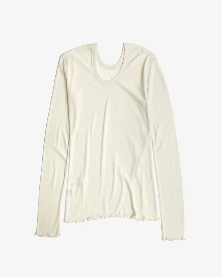 HAKUJI / Sheer rib LS PO / IVORY