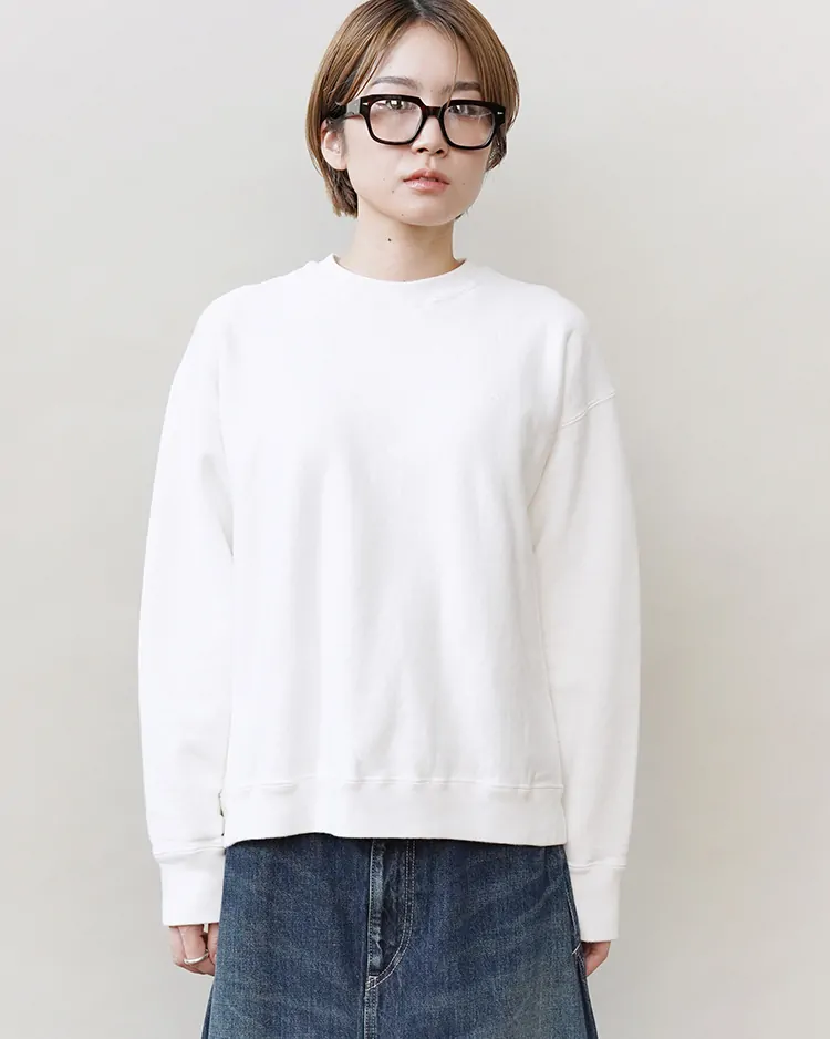 ATON (WOMEN) / GARMENT DYED URAKE OVERSIZED PULLOVER / WHITE