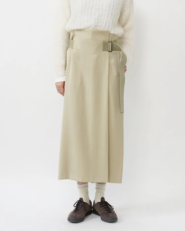 YLÈVE (WOMEN) / WOOL RAYON TWILL WRAP SK / BEIGE