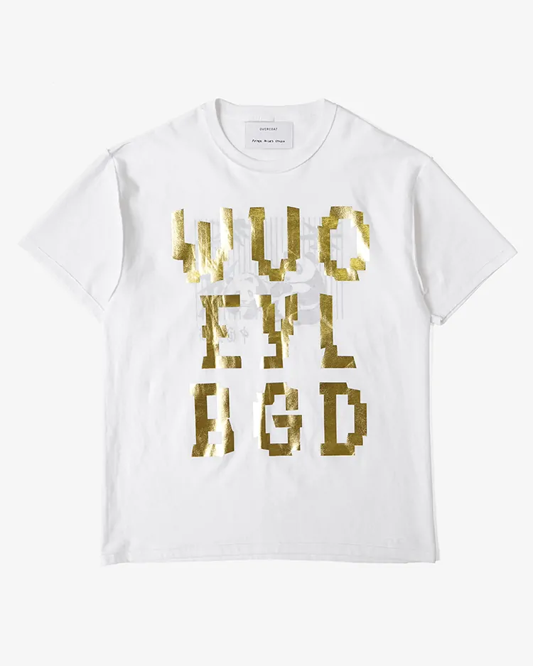 OVERCOAT / Overdyed and Printed T-shirt We Buy Gold / WHITE