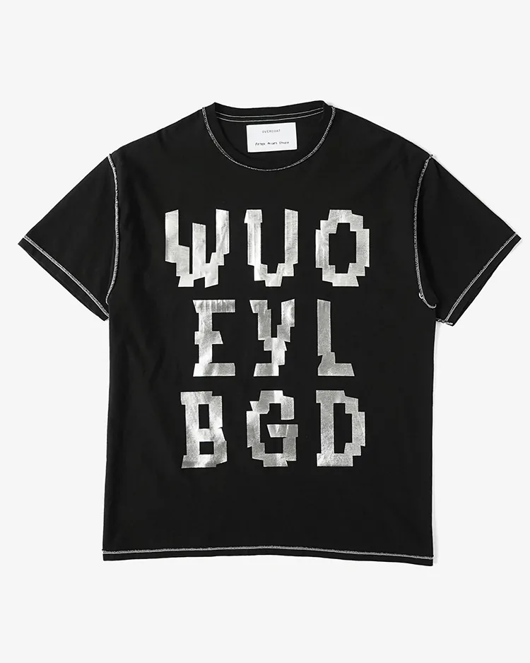 OVERCOAT / Overdyed and Printed T-shirt We Buy Gold / BLACK