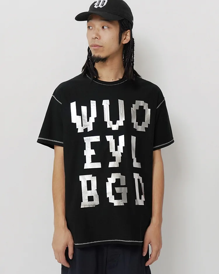 OVERCOAT / Overdyed and Printed T-shirt We Buy Gold / BLACK