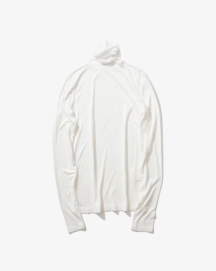 ATON (WOMEN) / MODAL SILK JERSEY TURTLENECK / WHITE