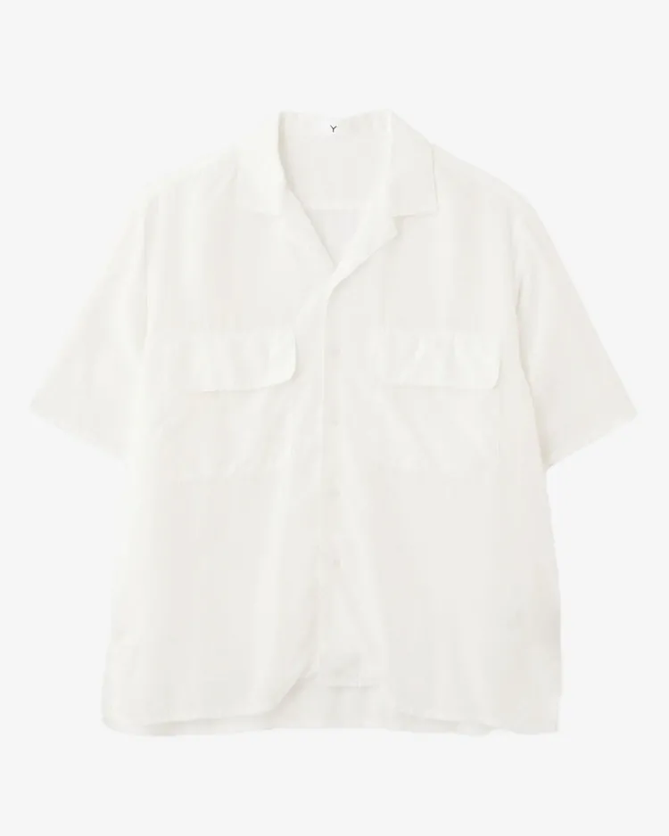 Y / TENCEL POPLIN OPEN COLLAR SHIRT / WHITE