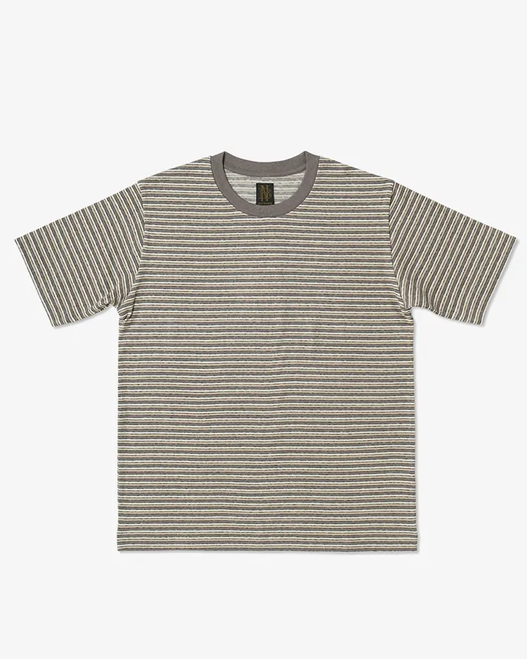 BATONER (WOMEN) / OCHIWATA BORDER T-SHIRT / GRAY×ECRU