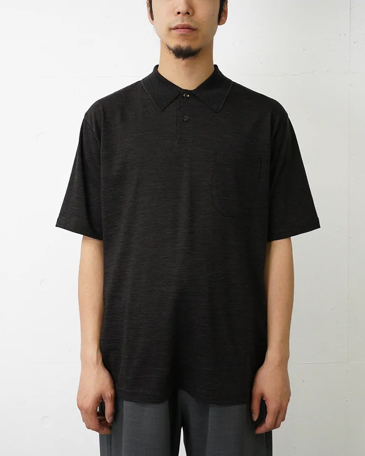 BATONER (MEN) / SUMMER WOOL POLO T-SHIRT / BROWN