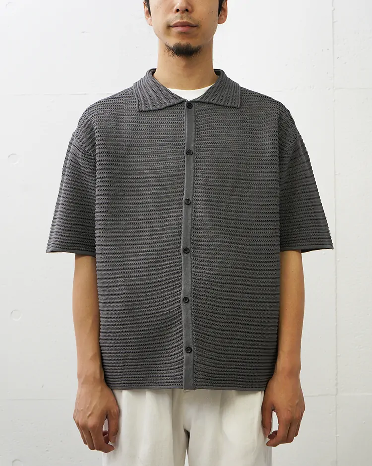 BATONER (MEN) / SUMMER KNIT SHORT SLEEVE SHIRT Exclusive for Dice&Dice / GRAY