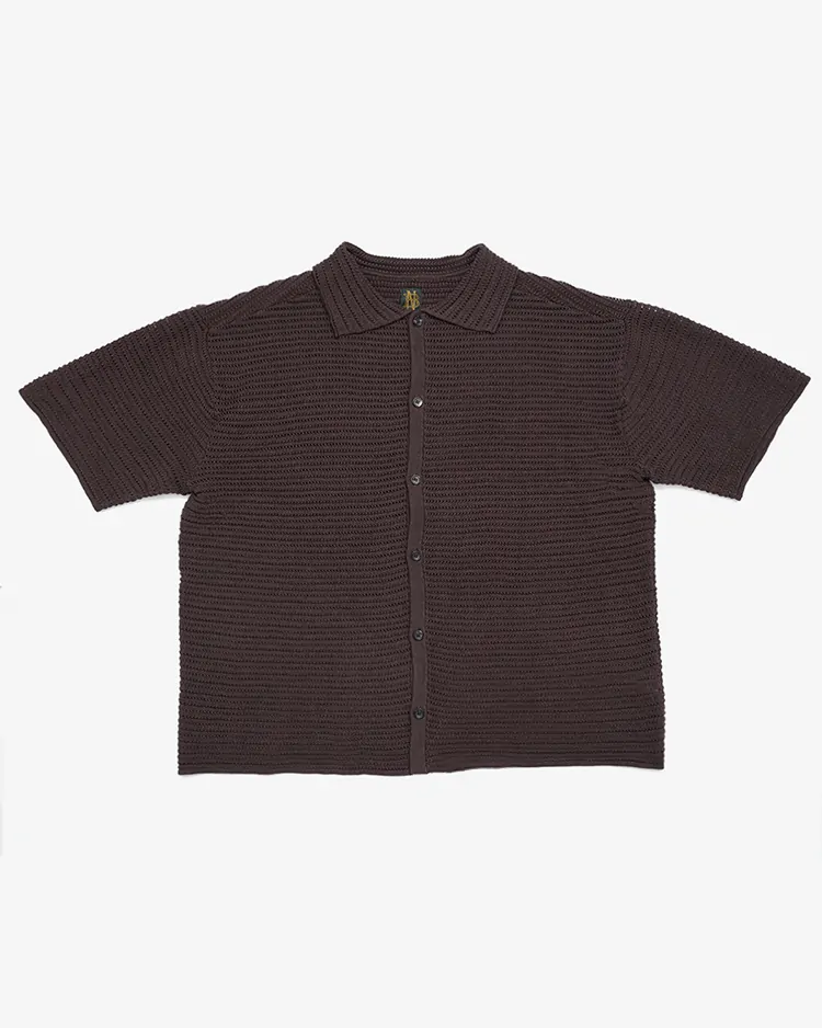 BATONER (MEN) / SUMMER KNIT SHORT SLEEVE SHIRT Exclusive for Dice&Dice / BROWN