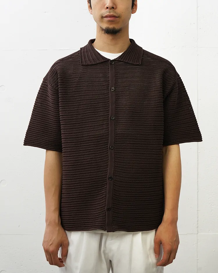 BATONER (MEN) / SUMMER KNIT SHORT SLEEVE SHIRT Exclusive for Dice&Dice / BROWN