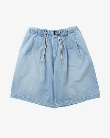 Sillage / circular short pants denim bleached