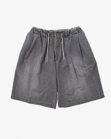 Sillage / circular short pants black denim bleached